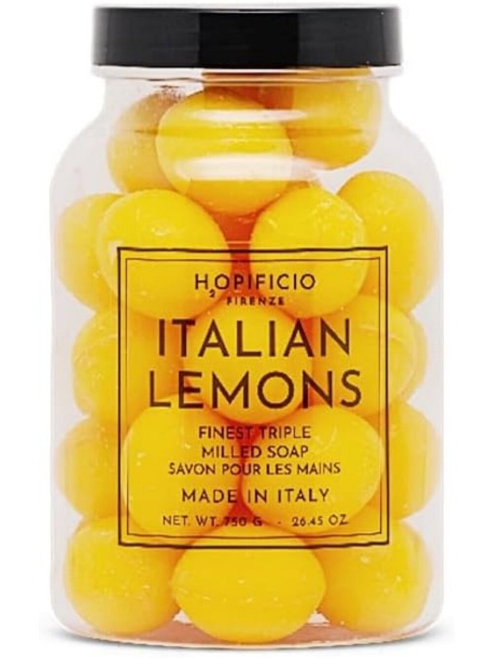 Italian Lemon Hand Soap - Triple Milled Luxury Soap Jar, 26.45 Oz, Made in Italy